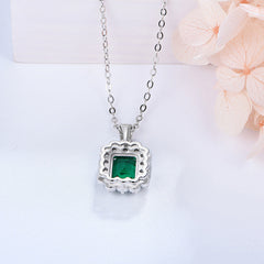 1.5Carat Rectangle Lab Created Emerald Necklace