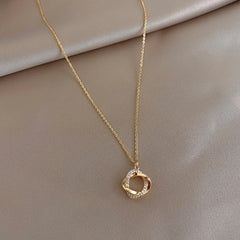 Oval Buckle Zircon Oval Silver Necklace for Women
