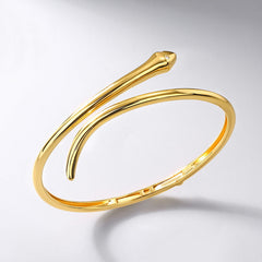 Zircon Eyes Snake Polished Sterling Silver Bracelet