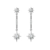 Zircon Octagonal Star Silver Drop Earrings for Women