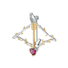 Cupid Bow Design Inlaid Natural Colourful Treasure Brooch Pendant Dual-use Silver Necklace for Women
