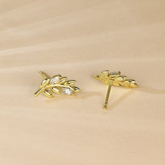 Branch with Zircon Silver Studs Earrings for Women