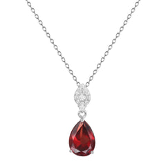 French Romantic Style Inlaid Natural Colourful Gemstones Three Prongs Pear Drop Pendant Silver Necklace for Women