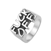 Wholesale of Foreign Trade Jewelry Vintage Letter Fuck Off Men's Titanium Steel Ring