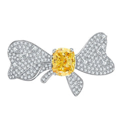 (Three Colours) Zircon 10*12mm Rectangle Ice Cut Bowknot Silver Ring for Women