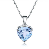 European Simple Fashion Design Inlaid Natural Colourful Gemstone Love Shape Pendant Sterling Silver Necklace for Women