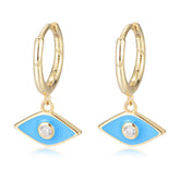 Colourful Devil's Eye with Zircon Silver Drop Earrings for Women
