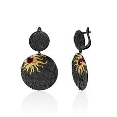 Dark Retro s925 Silver Natural Yellow Crystal Earrings for women