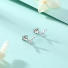 Marquise Zircon Y-shape Silver Studs Earrings for Women