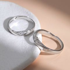 Wings Pattern Opening Sterling Silver Couple Ring