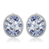 Natural Topaz Oval Shape Sterling Silver Stude Earrings for Women