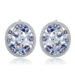 Natural Topaz Oval Shape Sterling Silver Stude Earrings for Women