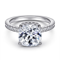 (3.5CT) Cushion Cut Zircon Oxhead Prongs Solitaire Silver Ring for Women