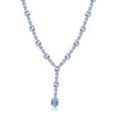 Banquet Jewelry Oval Natural Blue Topaz Tassel Silver Necklace