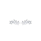 Three Hollow Stars Silver Stud Earrings for Women