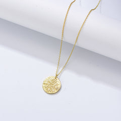 Lion Circle Pendant Sterling Silver Necklace for Women