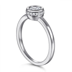 Round Zircon Solitaire Silver Ring