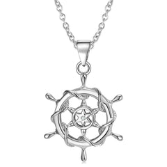 Steering Wheel Pendant Silver Necklace