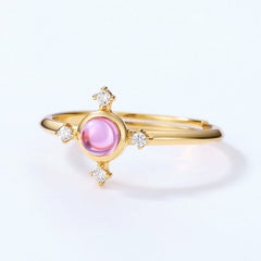 Amethyst Zircon Cross Design Opening Sterling Silver Ring