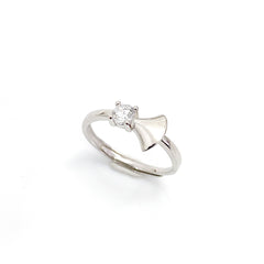 Small Trumpet with Zircon Silver Ring