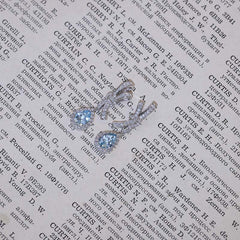 Sky Blue Natural Topaz 6*8mm - Platinum Plated - Drop Silver Earring for Women