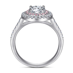 Round Zircon Double Soleste Halo Silver Ring