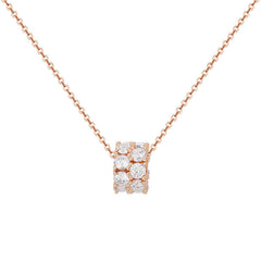 Double Row Zircon Ring Pendant Silver Necklace for Women