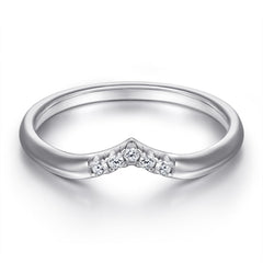 V-Shaped with Zircon Silver Ring
