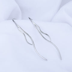Geometric Shape Long Style Silver Hook Earrings for Women