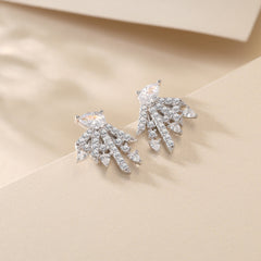 Pear Shape Zircon Firework Design Sterling Silver Stud Earrings