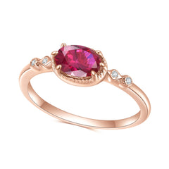 Luxury Oval Red Corundum S925 Silver Ring