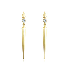 Long Cone with Zircon Silver Drop Earrings for Women