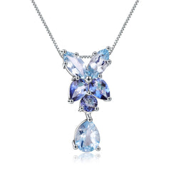 Premium Natural Topaz Creative Design Pendant Sterling Silver Necklace for Women