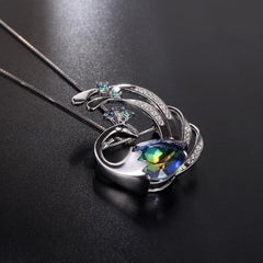 Italian Craftsmanship Vintage Luxury Style Brooch Pendant Dual-purpose Design Natural Crystal Peacock Pendant Necklace for Women