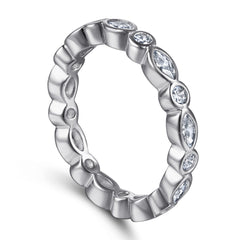 Full Circle Round and Marquise Zircon Silver Ring for Women