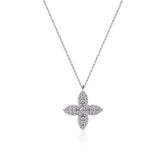 Summer Four Leaf Clover Zircon Silver Necklace