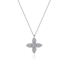Summer Four Leaf Clover Zircon Silver Necklace