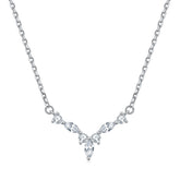 Marquise Zircon V-shape Pendant Silver Necklace for Women
