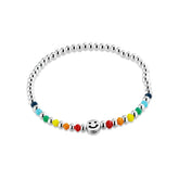 Smiling Face Colourfule Beading Silver Bracelet for Women