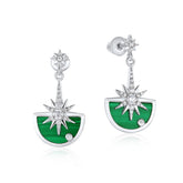 Zircon Stars Semicircle Malachite Pendant Sterling Silver Drop Earrings
