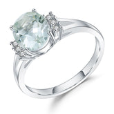 European Vintage Style Inlaid Natural Green Crystal Silver Ring for Women
