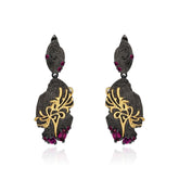 Georgia Design s925 Silver Natural Rose Pomegranate Drop Earrings for women
