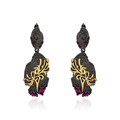 Georgia Design s925 Silver Natural Rose Pomegranate Drop Earrings for women