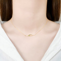 Geometric Wave with Green Marquise Zircon Silver Necklace for Women