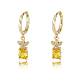 Pineapple Zircon Pendant Silver Hoop Earrings for Women