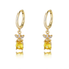 Pineapple Zircon Pendant Silver Hoop Earrings for Women