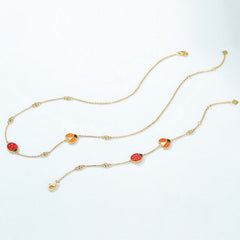 Ladybug and Zircon Sterling Silver Necklace