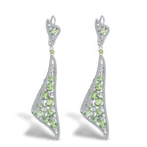 Luxury Retro Jewelry Style Inlaid Natural Colourful Gemstones Creative Shape Long Style Silver Drop Earrings for Women