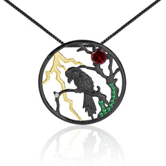 Designer Premium Natural Bird Pendant Design Natural Topaz Silver Necklace for Women