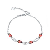 Marquise Natural Gemstones Silver Bracelet
